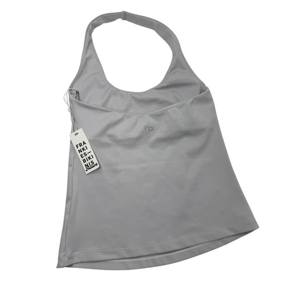 NWT Frankies Bikinis Aurora Elastane Halter Top Icy Gray Medium Fitness Gym - Picture 4 of 8
